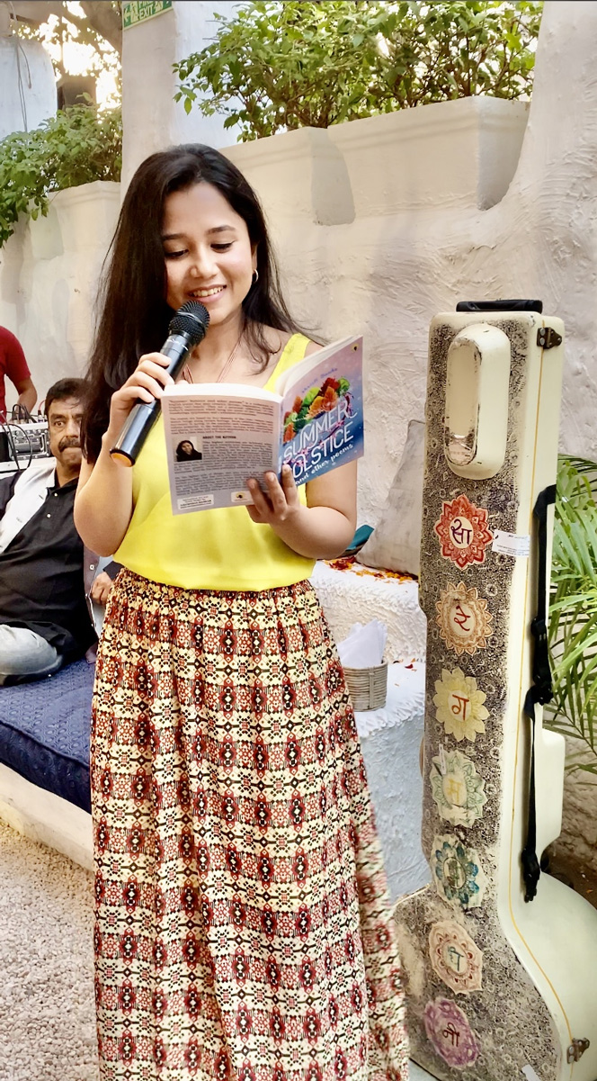 Shristi Banka at a poetry reading of her book at Olive, Mumbai